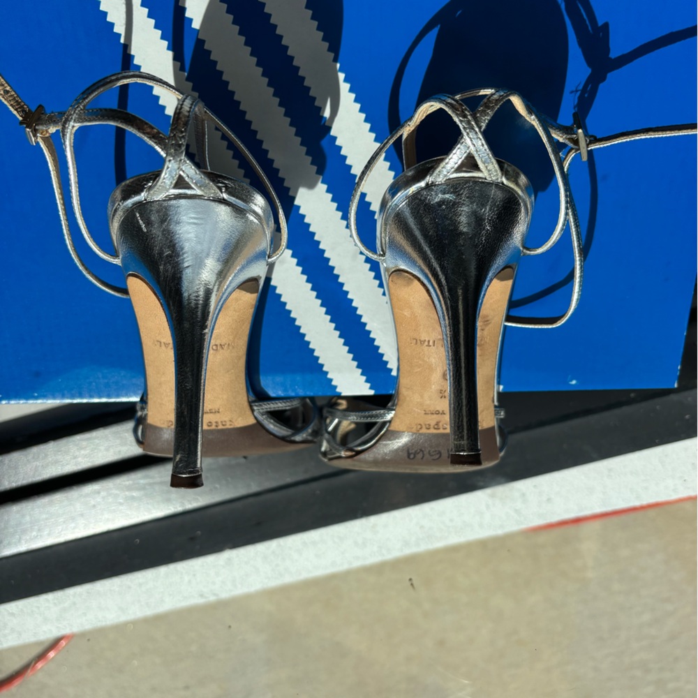 Kate Spade Silver Strappy Heels - Picture 2 of 7